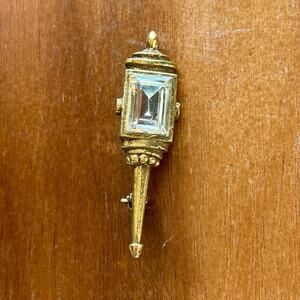 Vintage Goldette Victorian Revival Lantern Brooch | Gold Tone Torch Pin